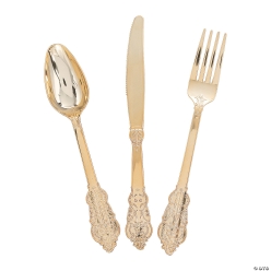 Premium Ornate Gold Cutlery Sets-24Pk