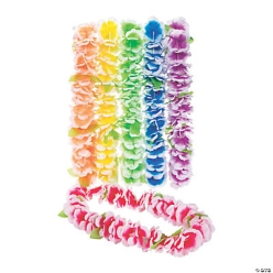 Premium Large Petal Rainbow Leis - 12 Pk