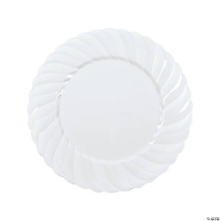 White Elegance Plastic Dinner Plates 25pk