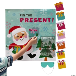 Holiday Sugar Rush Pin the Present in Santa's Hand Game Set