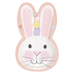 50% OFF: Pastel Easter Garden Bunny Shaped Plates - 8 PK
