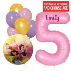 Disney Princess PERSONALIZED Name & Age Balloon Bouquet