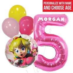Princess Peach PERSONALIZED Name & Age Balloon Bouquet