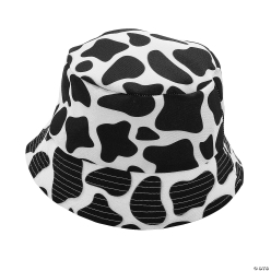 Black & White Cow Print Polyester Bucket Hats-12Pk