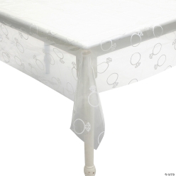 Clear with White Diamond Ring Print Tablecloth