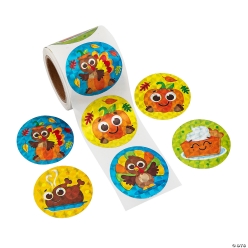 Thanksgiving Character Prism Sticker Roll-100Pk