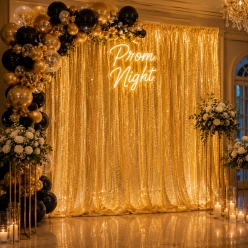 Gold Sequin Fabric Backdrop Curtain 9.84FT
