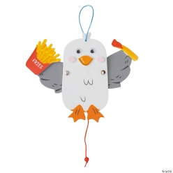 White Seagull & Fries Pull String Puppet Craft Kit-12Pk