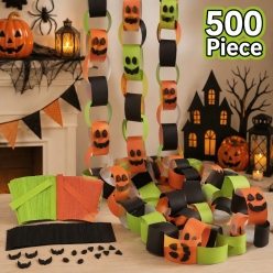 BULK 500 Jack-O'-Lantern Paper Chains-500Pk