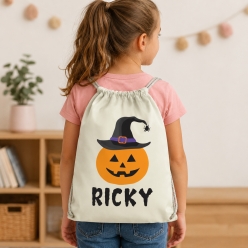 Pumpkin Personalized Drawstring Backpack