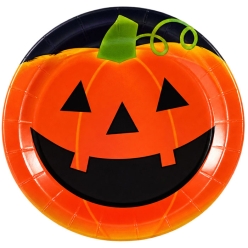 **Pumpkin Face Dessert Plates - 8 PK