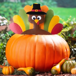 Thanksgiving Turkey Pumpkin Poke-In Decoration