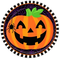 **Pumpkin Stripes Dessert Plates - 8 PK