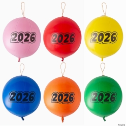 Rainbow 2026 Latex Punch Ball Balloons-12Pk