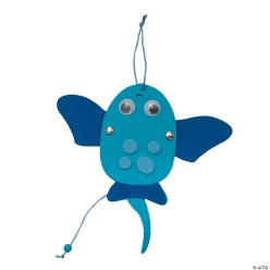 Blue Stingray Pull String Puppet Craft Kits-12Pk