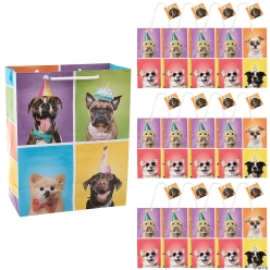 Happy Birthday Puppies Gift Bag with Tags-12Pk