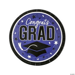Purple Congrats Grad Round Paper Dinner Plates-25Pk
