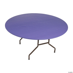 Purple Fitted Round Plastic Tablecloth