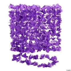 Plastic Purple Flower Leis - 12 Pack