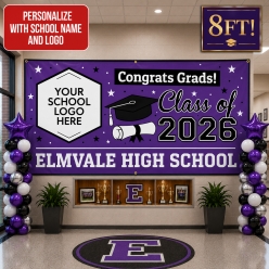 Grad Purple 2 PERSONALIZED Gigantic 8FT Vinyl Keepsake Banner