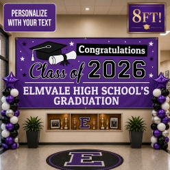 Grad Purple PERSONALIZED Gigantic 8FT Vinyl Keepsake Banner
