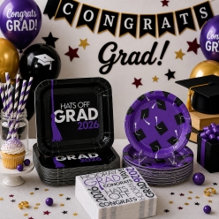 200 Pc. Purple Grad 2026 Party Pack for 50