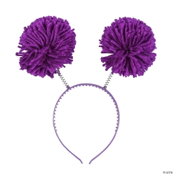 Purple Team Spirit Pom-Pom Head Boppers-6Pk