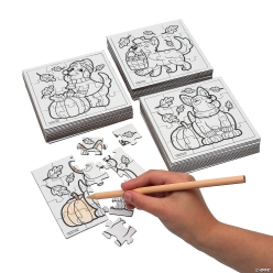 Colour Your Own Fall Dogs Jigsaw Puzzles-50Pk