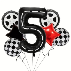 Race Car Age 5 Deluxe Balloon Bouquet 7pcs