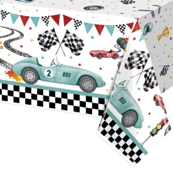 Race Car Two Fast Checkered Plastic Tablecover