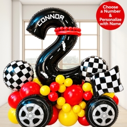 *Race Car 6 FT Airfill Personalized Balloon Column Kit