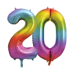 20% OFF: Rainbow 20th Number Balloons