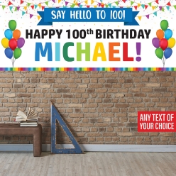Rainbow Balloon 100th PERSONALIZED Giant Vinyl Keepsake Banner