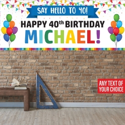 Rainbow Balloon 40th PERSONALIZED Giant Vinyl Keepsake Banner