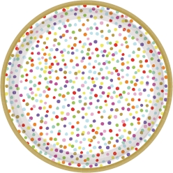 Rainbow Confetti Dessert Plates - 8 PK