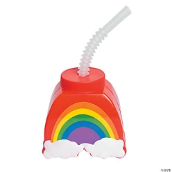 Rainbow Cups with Lids & Straws 12 pk