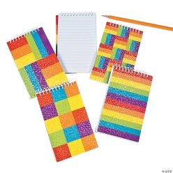 Rainbow Glitter Spiral Notepads - 12pk