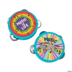 Rainbow Tambourines - 12Pk