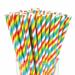 Rainbow Striped Sturdy Straws - 80 PK