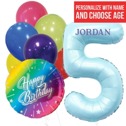 Rainbow PERSONALIZED Name & Single Digit Age Balloon Bouquet