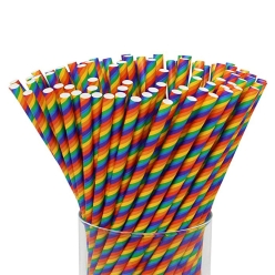 Rainbow Striped Sturdy Straws - 16 PK