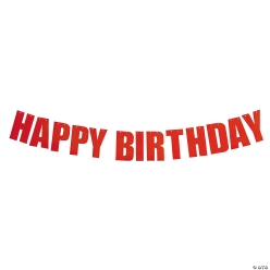Bright Red Happy Birthday 7 Ft. Garland