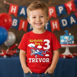 Airplane Personalized Birthday Red Shirt