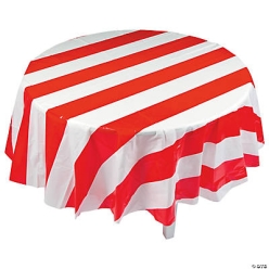 Red & White Striped Round Tablecloth