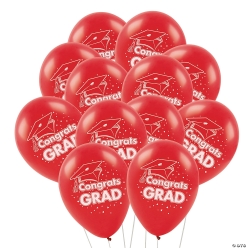 Red Congrats Grad Large Latex Balloons - 48 Pk