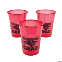 Red Graduation Big 16oz Cups - 50 Pk