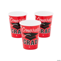Congrats Grad Red Paper Cups - 25Pk