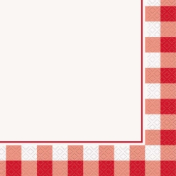 50% OFF: Red Gingham Picnic Lunch Napkins - 16 PK