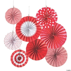 Red Hanging Fan Assortment-8Pk