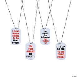 Red Awareness Ribbon Dog Tag Necklaces-12Pk